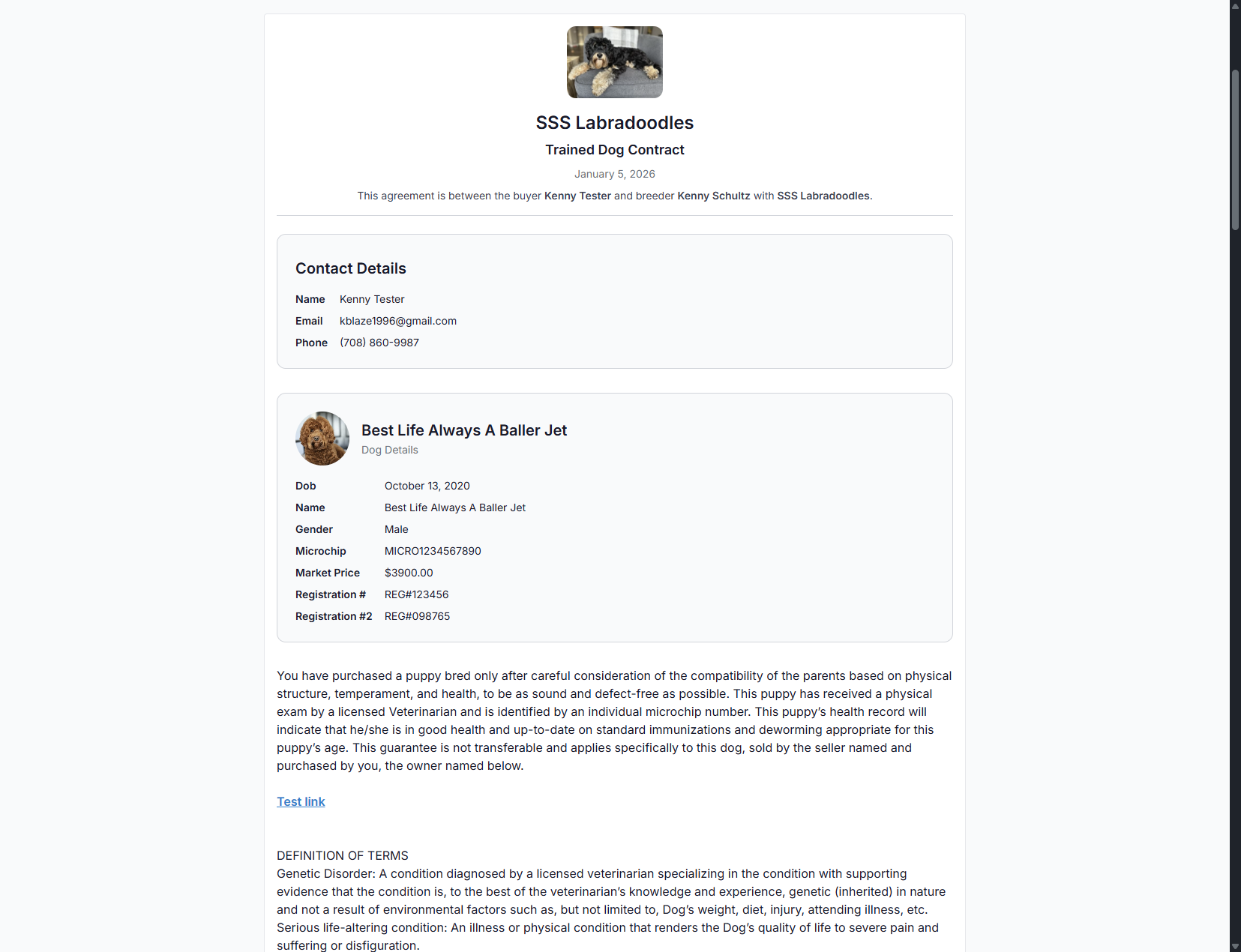Digital contracts for dog breeders in BreederBuddy
