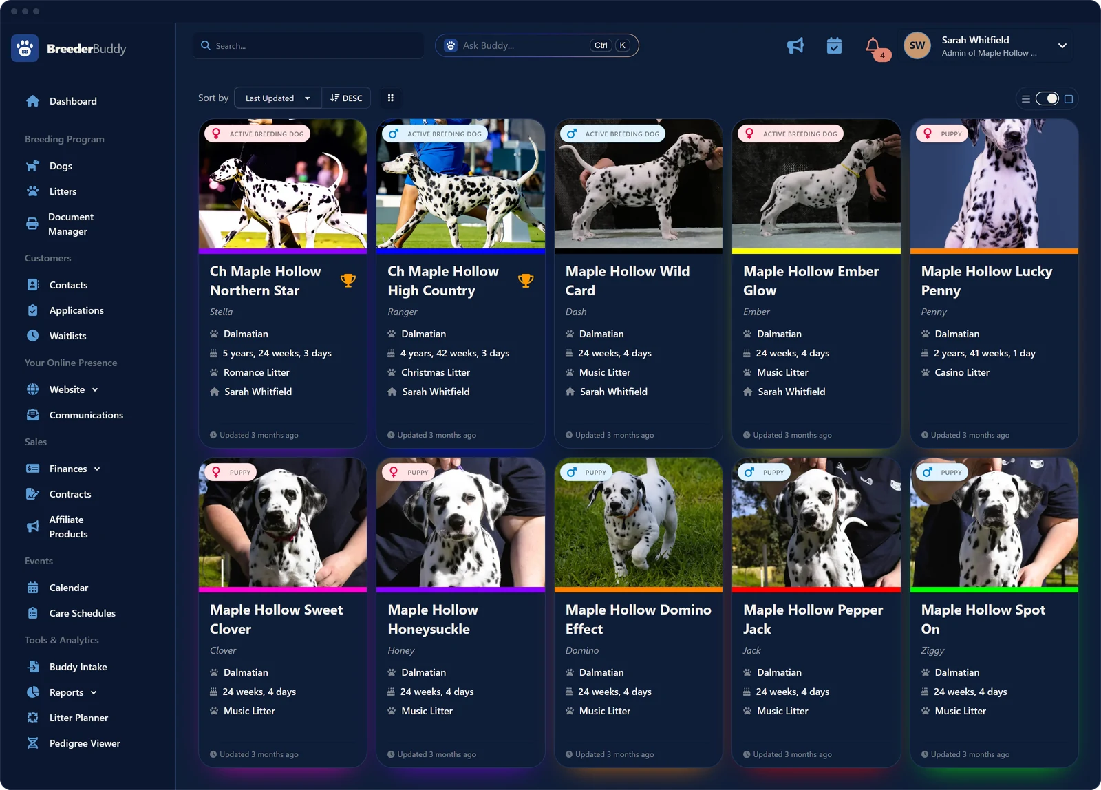 BreederBuddy app — manage dogs, litters, and buyers