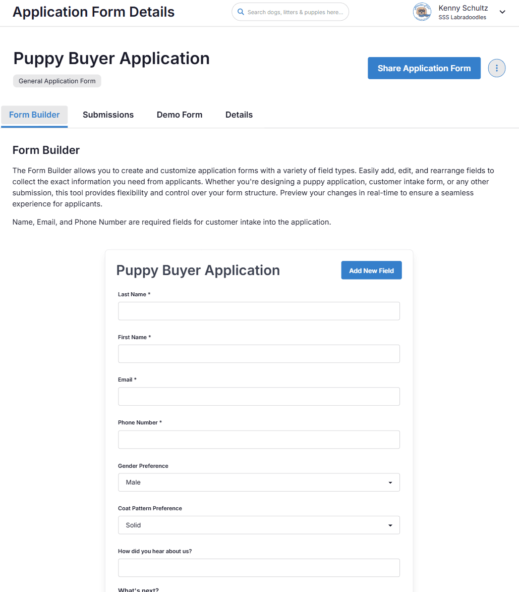 Application and Waitlist Management Screenshot